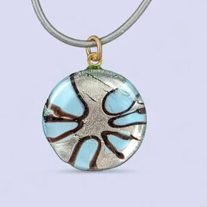 (2/$20) Murano-Style Glass Art Small Round Vintage Pendant